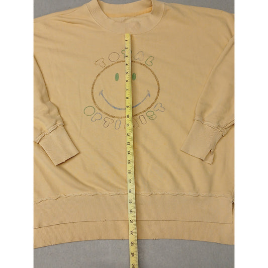 Aries (XS) Yellow Long Sleeve Stretch Pullover Sweatshirt