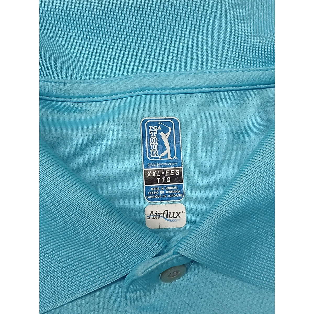 PGA Tour (2XL) Light Blue AirFlux Collar button Polo Shirt