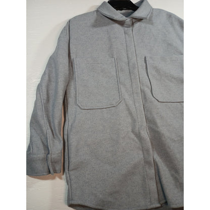 Merokeety (Medium) Unisex Gray Button Women's Coat