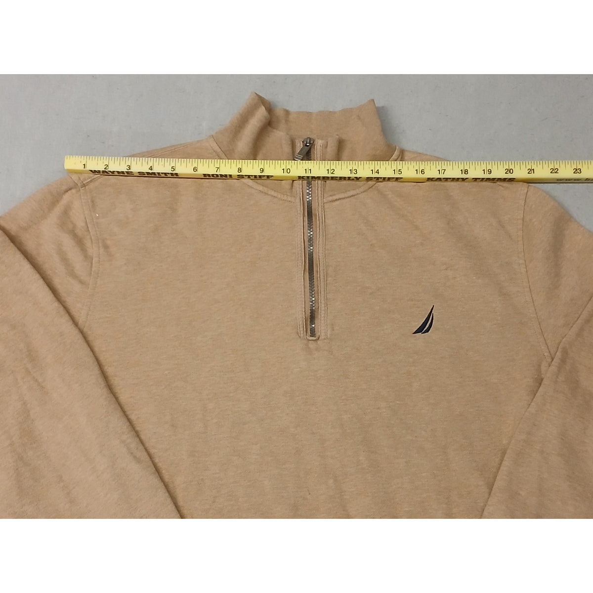 Nautica (2XL) Men's Tan Long Sleeve Zip Pullover Sweatshirt