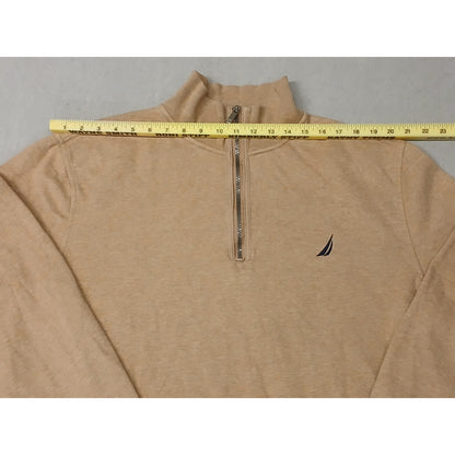 Nautica (2XL) Men's Tan Long Sleeve Zip Pullover Sweatshirt