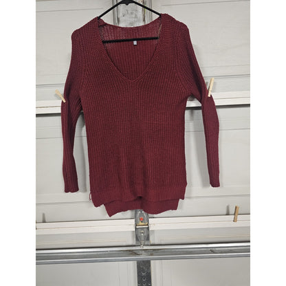 Charlotte Russe (Small) Women's Maroon V-Neck Sweatshirt