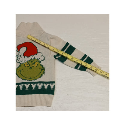 Grinch (2T) Cream High Neck Full Zip Knitted Holiday Jacket