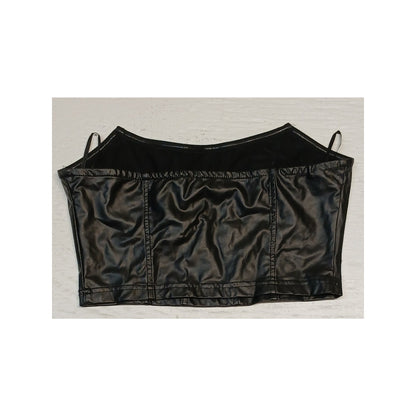 SHEIN (Small) Black Faux Leather Strapless Crop Top