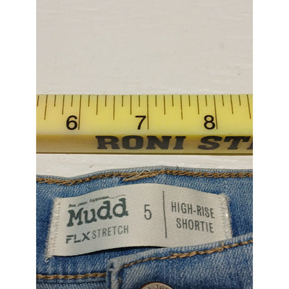 Mudd (5) Flex Stretch High Rise Shortie Light Denim Shorts
