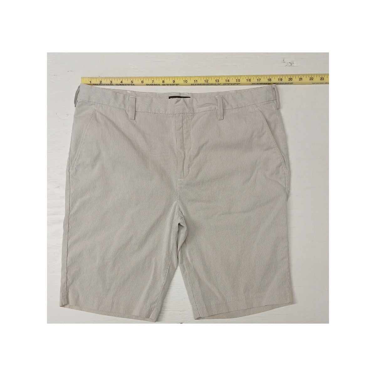 Express (36) Beige Slim Fit Pin Stripe Chino Dress Shorts