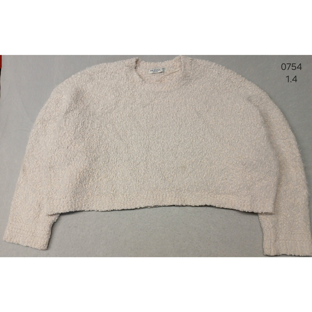 Arizona (2XL) Women's Ivory Knitted Stretch Pullover Crop Sweater