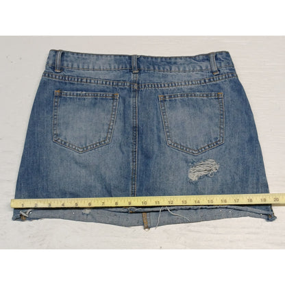 Mustard Seed (Large) Frayed Hem Light Blue Denim Jean Shorts