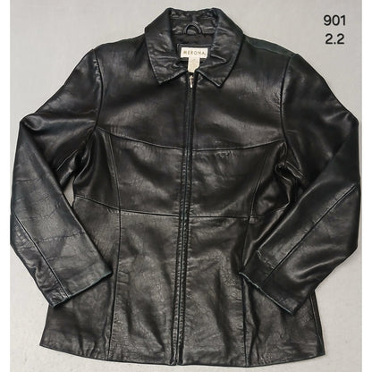 Merona (Medium) Women's Black Genuine Leather Zip Jacket