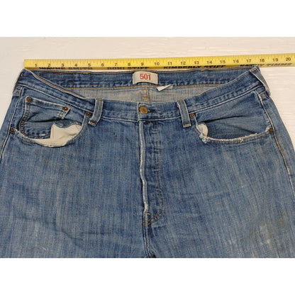 Levi's 501 (36x31) Straight Leg Relaxed Fit Distressed Denim Jeans