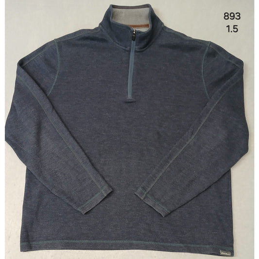 Eddie Bauer (XL) Men's Blue Full-Zip Mock Neck Sweatshirt