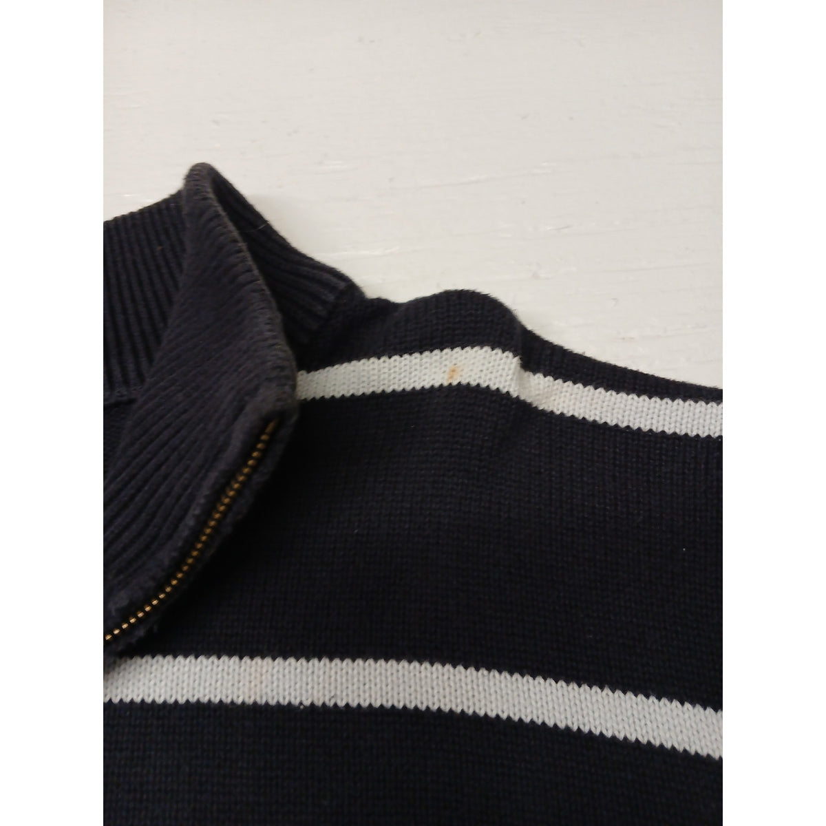Polo (XL) Vintage Navy Blue Striped Knit Pullover Sweater