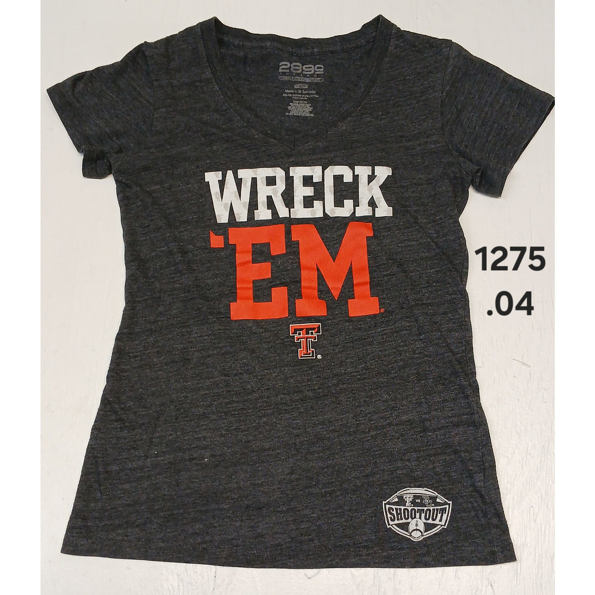 2899 Apparel (Large) Charcoal Texas Tech V-Neck Stretch Tee