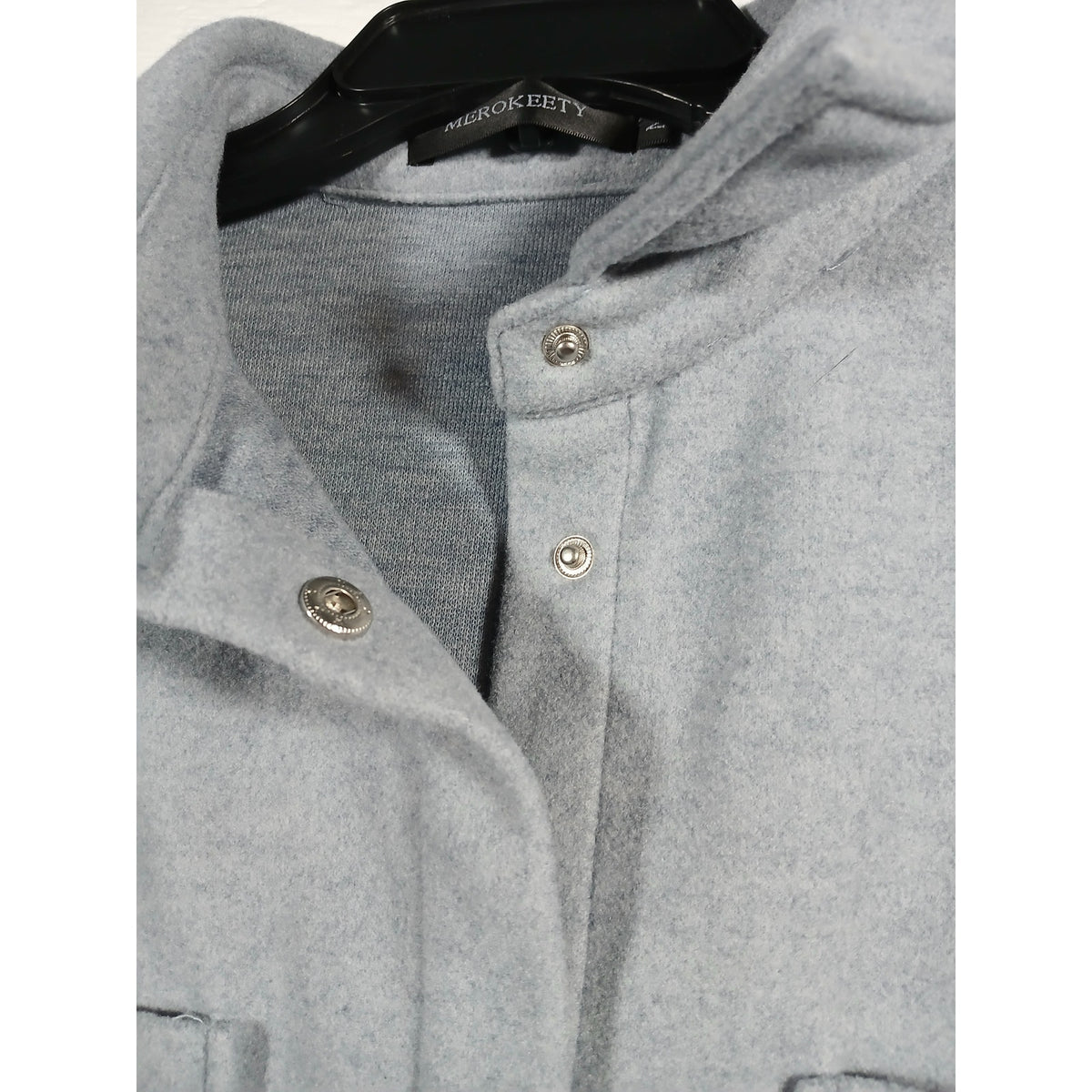 Merokeety (Medium) Unisex Gray Button Women's Coat