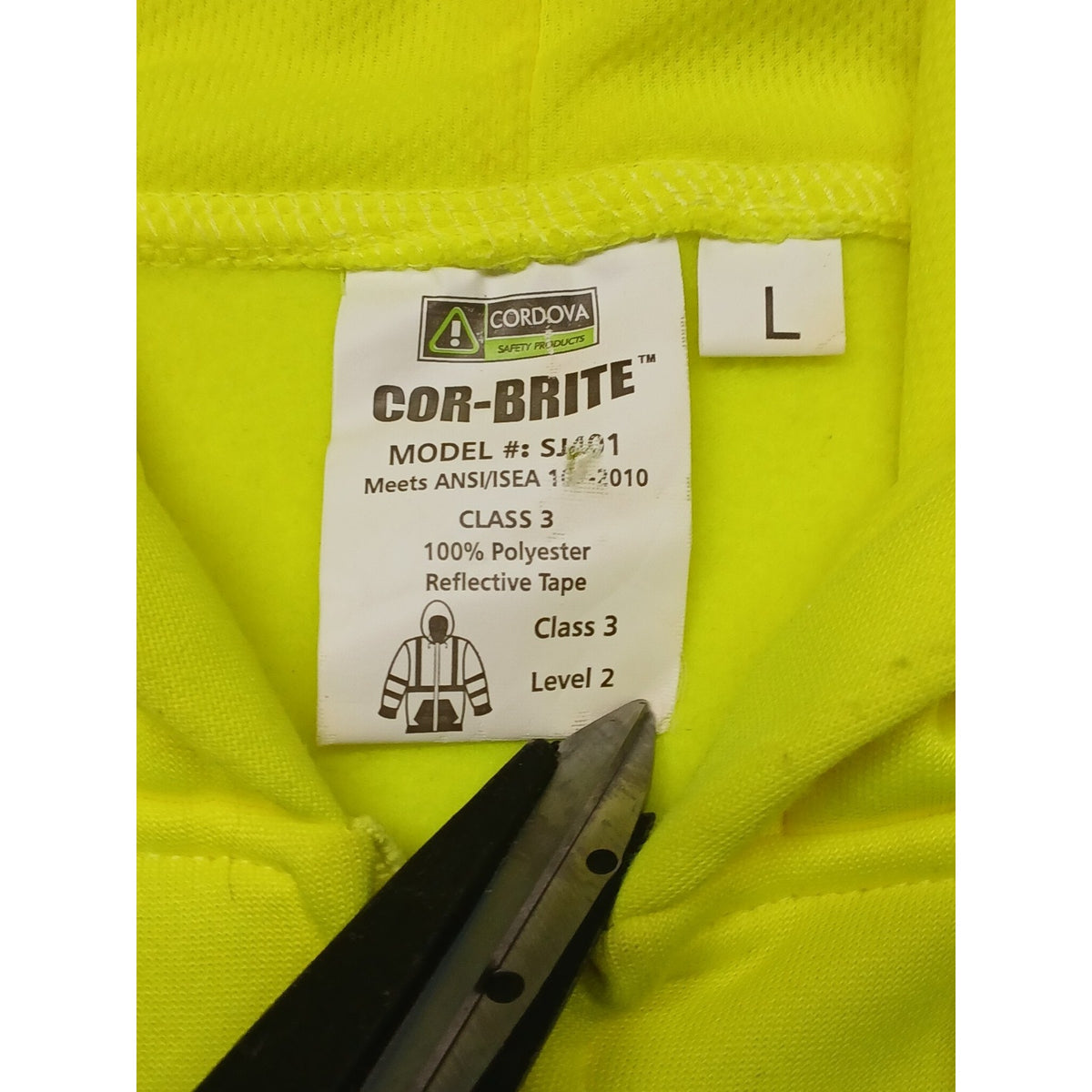 Cordova Cor-Brite (Large) Neon Yellow Hoodie Full Zip Jacket Model SJ401