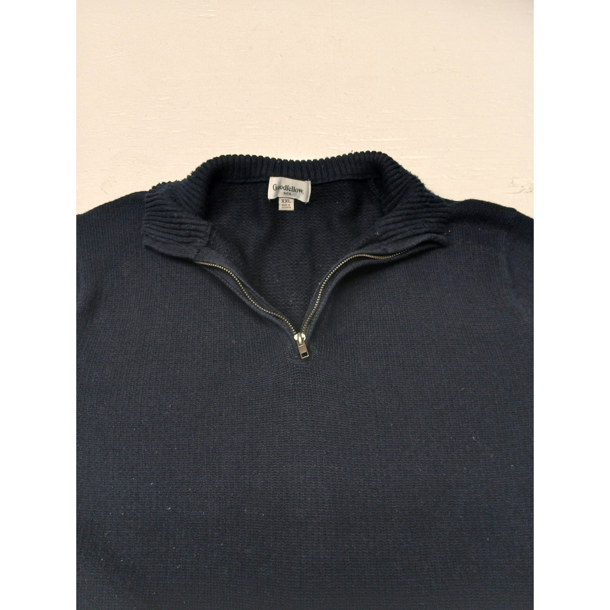 Goodfellow (2XL) 1/4 Zip Knitted Blue Pullover Sweatshirt