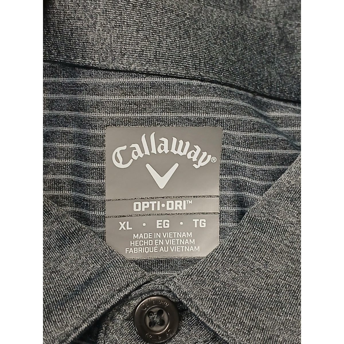 Callaway (XL) Charcoal Collar Button Striped Golf Polo Shirt