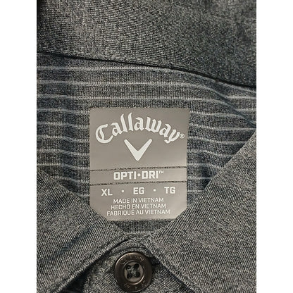 Callaway (XL) Charcoal Collar Button Striped Golf Polo Shirt
