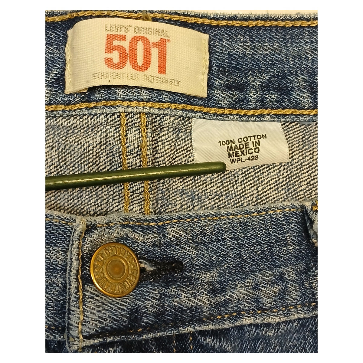 Levi's 501 (36x31) Straight Leg Relaxed Fit Distressed Denim Jeans