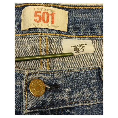 Levi's 501 (36x31) Straight Leg Relaxed Fit Distressed Denim Jeans