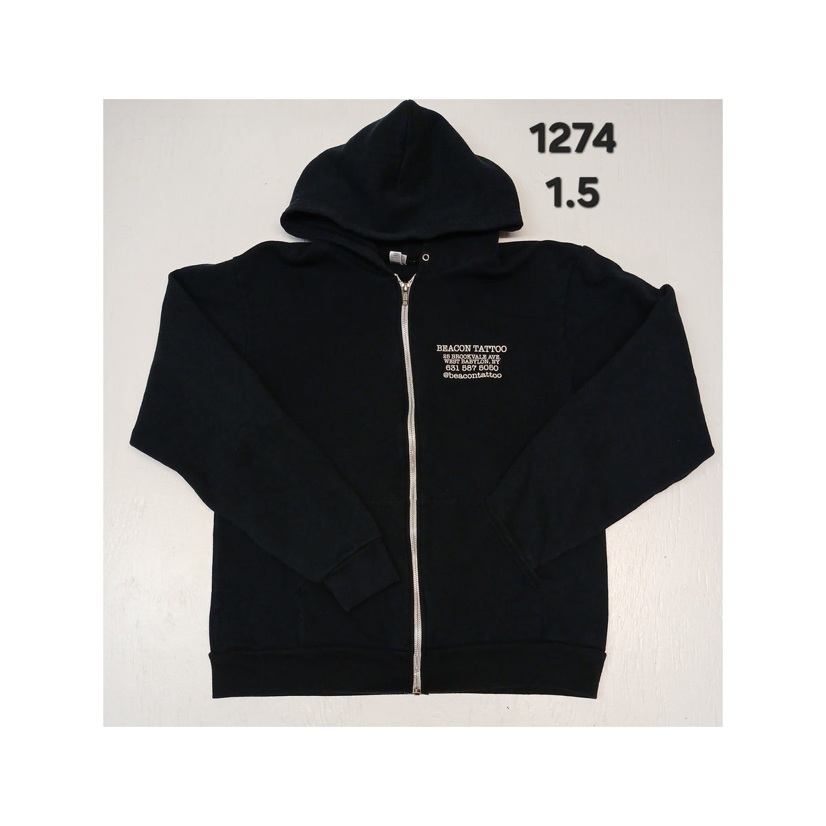 American Apparel (Large) Black Beacon Tattoo Full Zip Hoodie