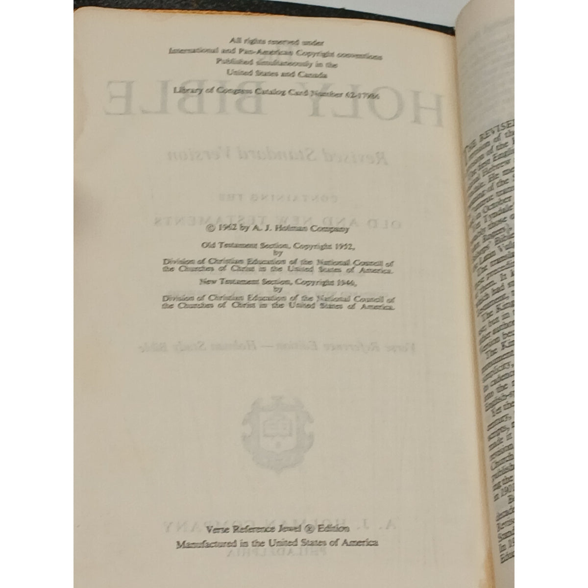The Holy Bible Revised Standard Version A.J Holman Company