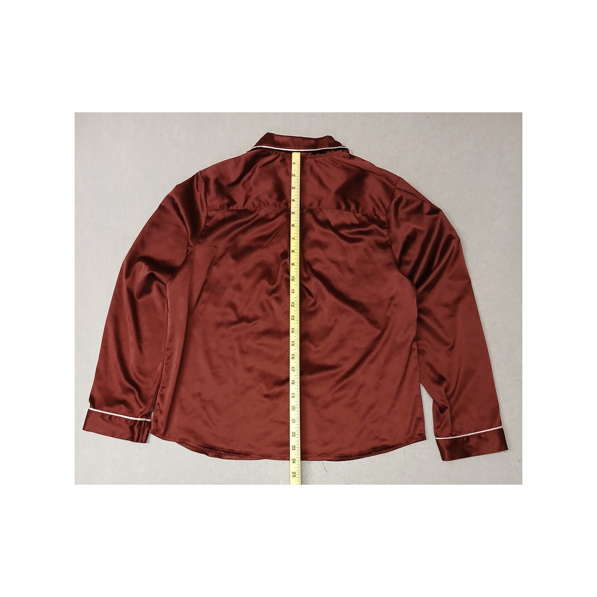 Stars Above (Small) Maroon Silk Notch Collar Button PJ's