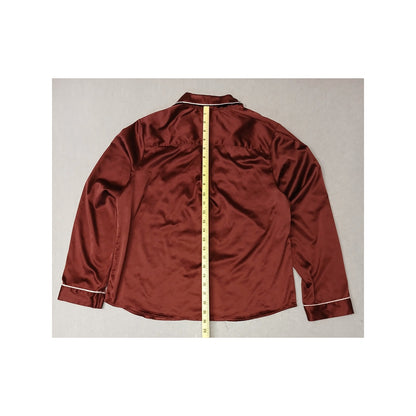 Stars Above (Small) Maroon Silk Notch Collar Button PJ's