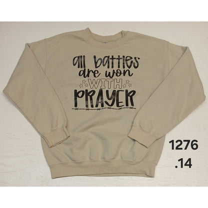 Gildan Heavy Blend (Medium) Beige Graphic Pullover Sweater