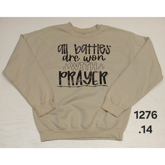 Gildan Heavy Blend (Medium) Beige Graphic Pullover Sweater