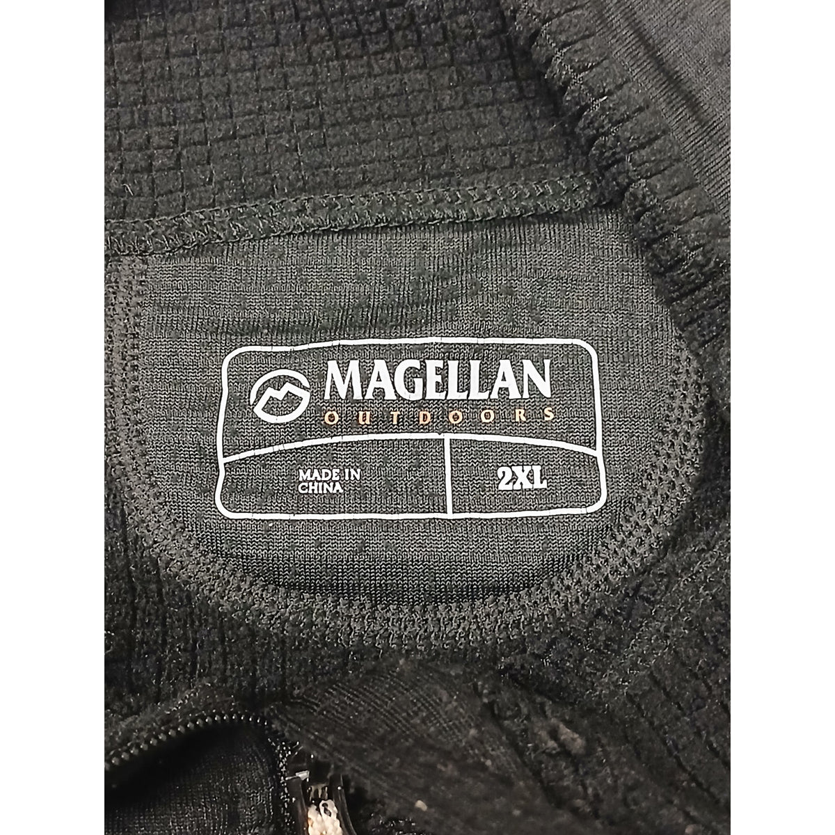 Magellan (2XL) Black Zip Pullover Waffle Plaid Sweatshirt