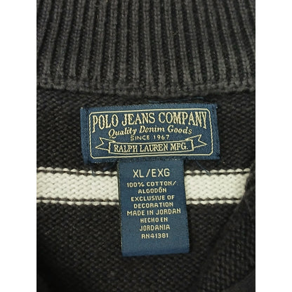 Polo (XL) Vintage Navy Blue Striped Knit Pullover Sweater