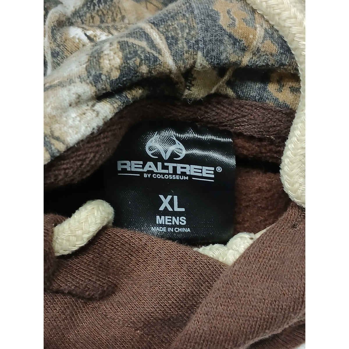 Realtree (XL) Brown String Pocket Camo Logo Pullover Hoodie