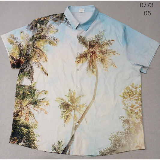 Men's (XL) Tropical Casual Summer Top Button Shirt