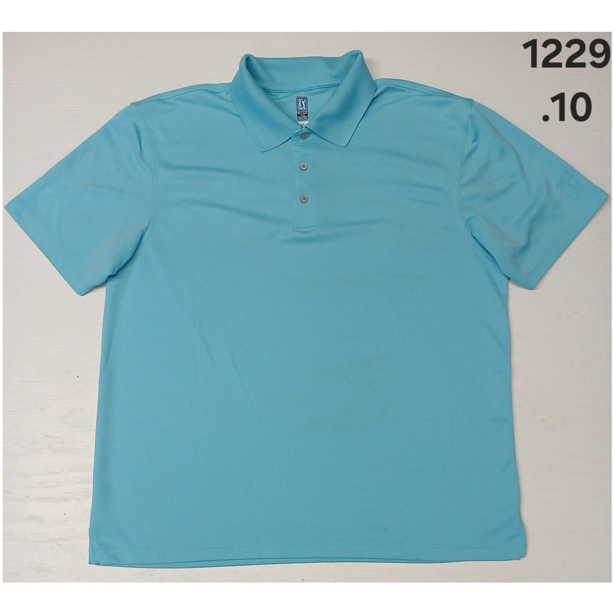 PGA Tour (2XL) Light Blue AirFlux Collar button Polo Shirt