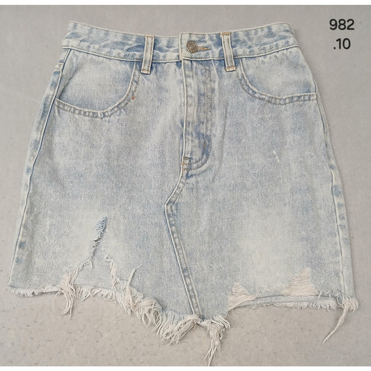Item Ditto (Small) Vintage Distressed Light Denim Mini Skirt