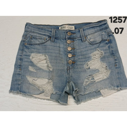 Mudd (5) Flex Stretch High Rise Shortie Light Denim Shorts