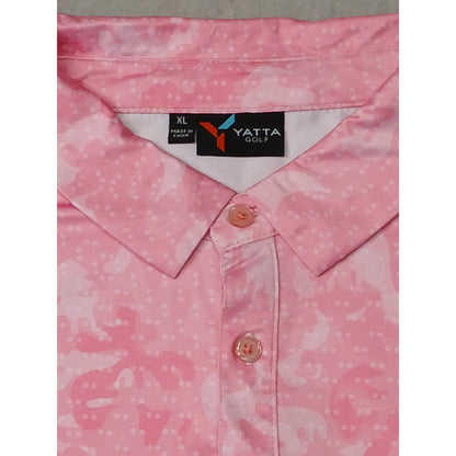 Yatta Golf (XL) Pink Short Sleeve Silk Button Polo Shirt