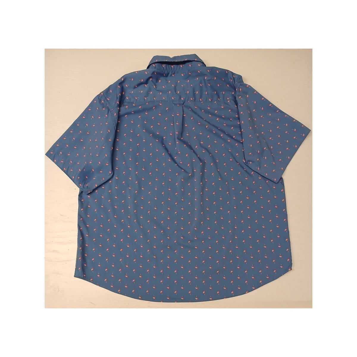 IZOD (2XLT) Blue Flamingo Printed Short Sleeve Button Shirt