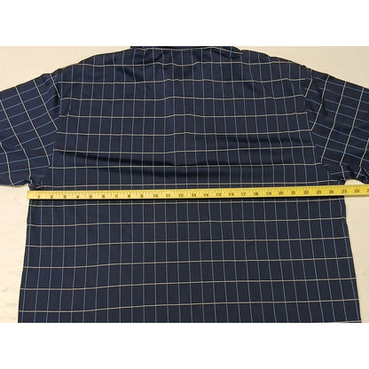 Roundtree & Yorke (2XL) Blue Plaid Button Short Sleeve Polo