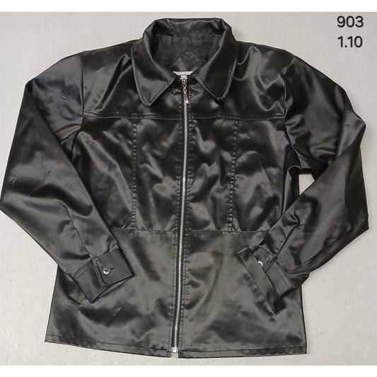 RAVE (Large) Women's 90's Black Faux Leather Zip Jacket