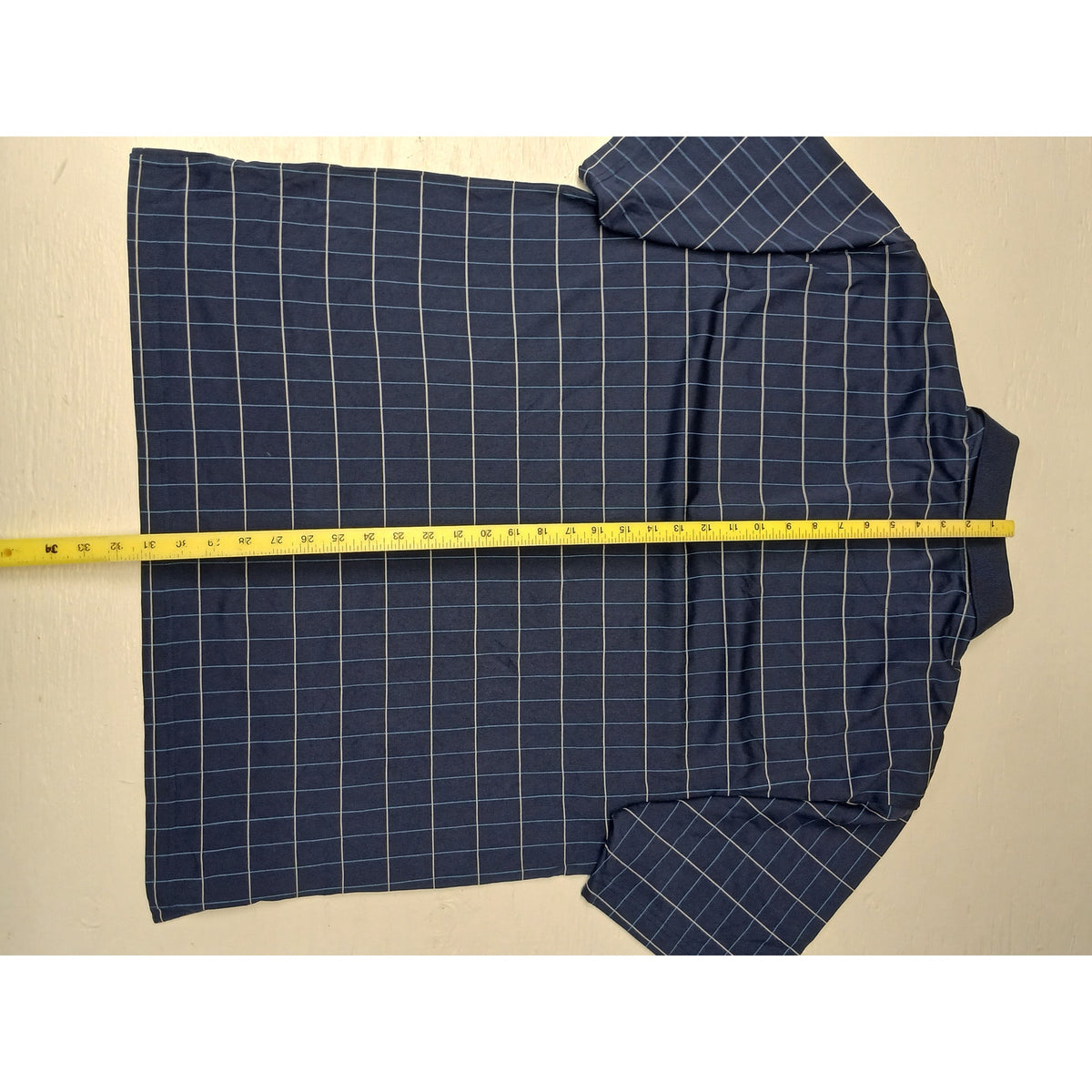 Roundtree & Yorke (2XL) Blue Plaid Button Short Sleeve Polo
