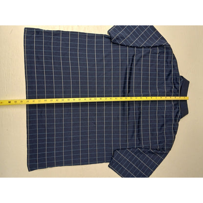 Roundtree & Yorke (2XL) Blue Plaid Button Short Sleeve Polo