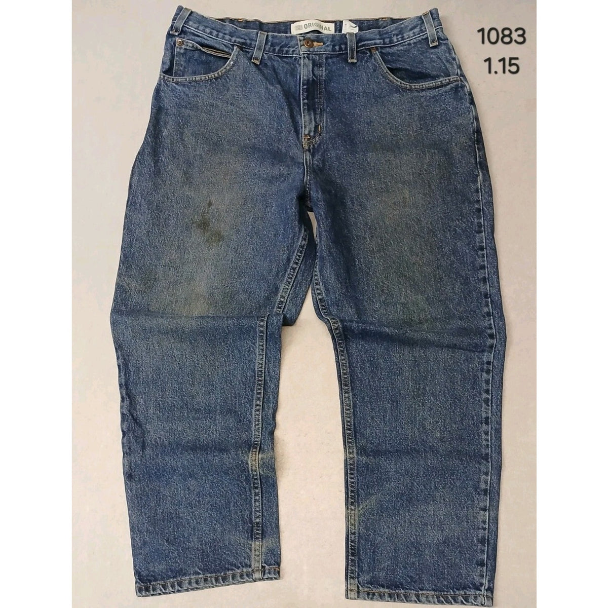 Faded Glory (38x29) Relaxed Distressed Blue Denim Jeans