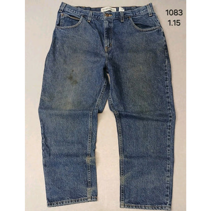 Faded Glory (38x29) Relaxed Distressed Blue Denim Jeans