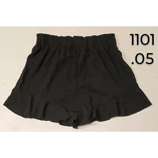 Shein (Petite Medium) Black Ruffle Hem Shorts