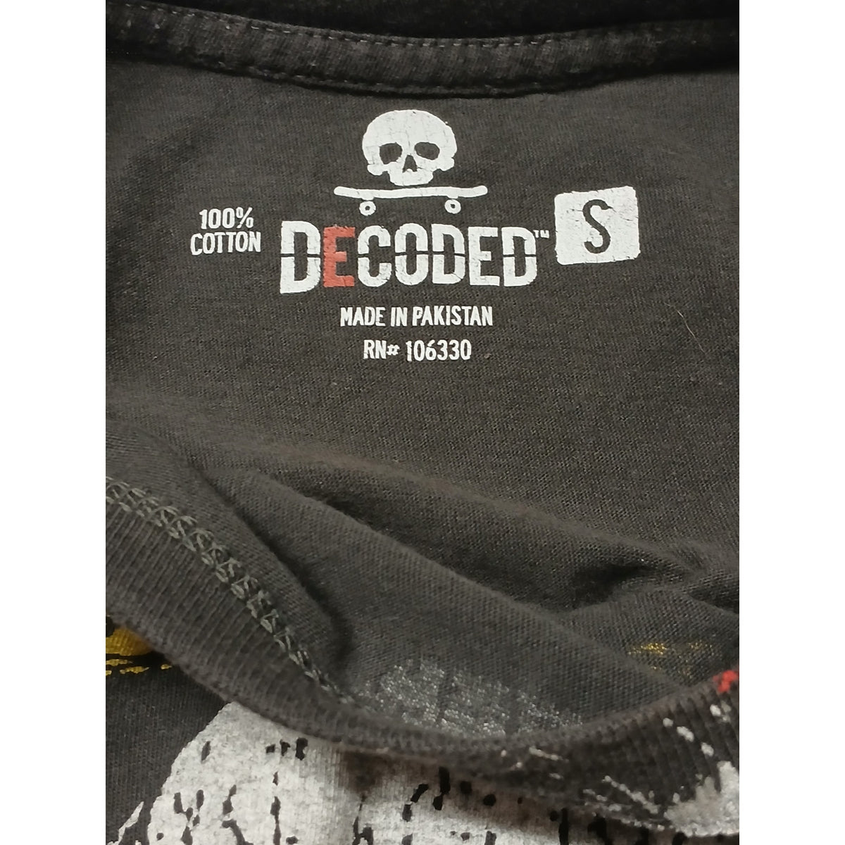 Decoded (Small) Black Cotton Crew Neck Short Sleeve Tshirt