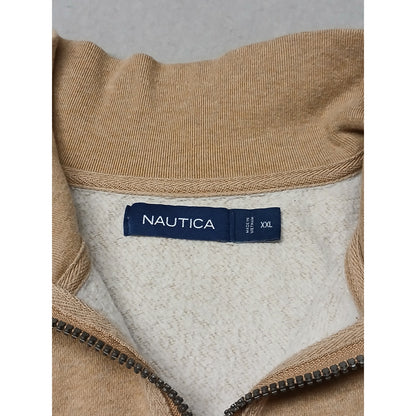 Nautica (2XL) Men's Tan Long Sleeve Zip Pullover Sweatshirt