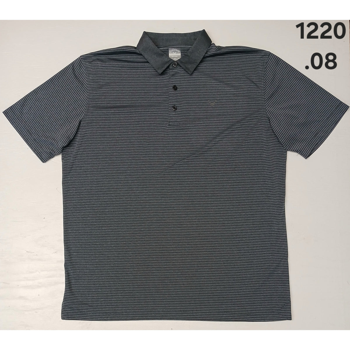 Callaway (XL) Charcoal Collar Button Striped Golf Polo Shirt