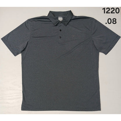 Callaway (XL) Charcoal Collar Button Striped Golf Polo Shirt
